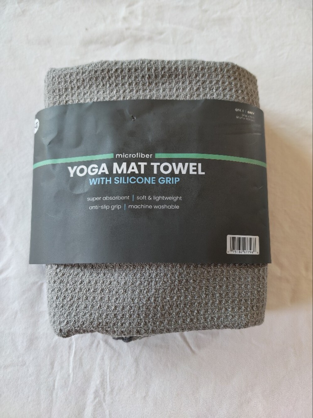 Microfiber Yoga Mat Towel with Silicone Grip - Gray